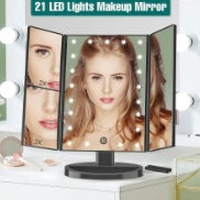 Espejo Maquillaje Con Luz Led Negro A06A