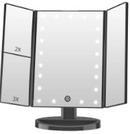 Espejo Maquillaje Con Luz Led Negro A06A