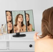 Espejo Maquillaje Con Luz Led Negro A06A